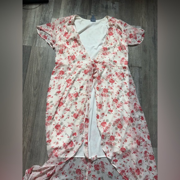 Rabbit Rabbit Rabbit Dresses & Skirts - Rabbit Rabbit Rabbit Pink and White Floral Dress with Wrap Front summer